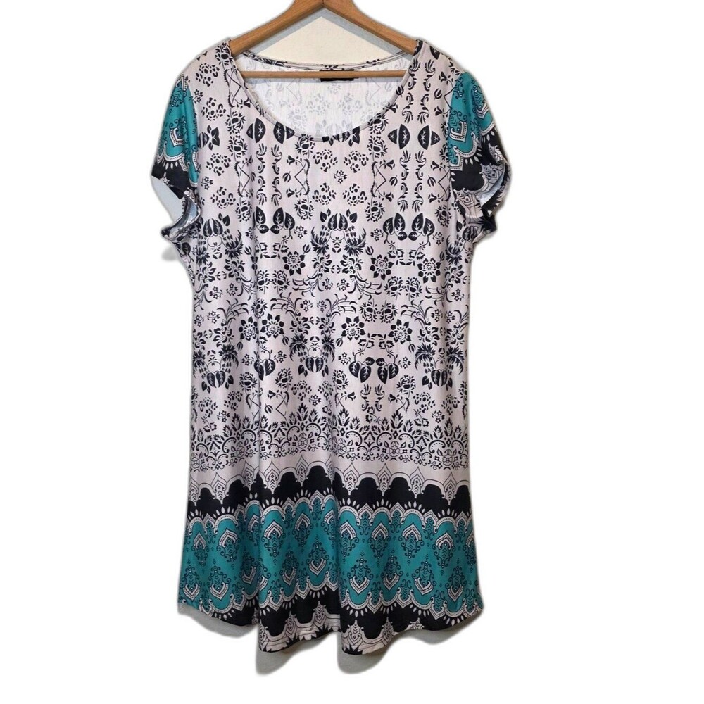 Reborn Gray Floral Dress Knee Length Casual Summer Beach Vacation Size XL